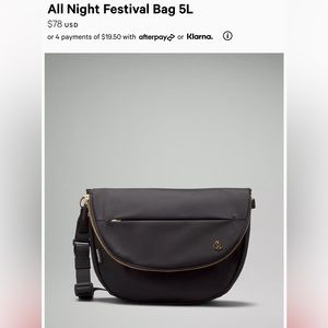 Lululemon Black + Gold Festival Bag